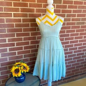 Green Eyelet Tiered Sundress